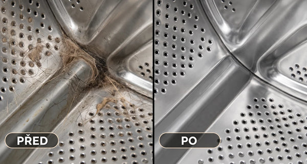 Zvířecí chlupy v pračce před a po